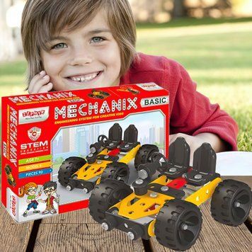 Металевий конструктор, розвиваючий "MECHANIX" BASIC (90 елм./4 моделей)/09001/SB 03k23p015 фото