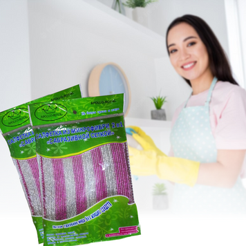 Салфетка из микрофибры для уборки, с абразивной поверхностью, 23*18 см (В) 01k02p222v1 фото