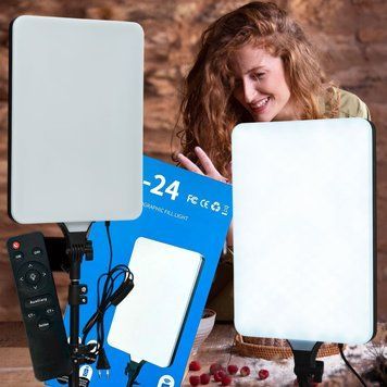 Профессиональная студийная LED лампа-прожектор Fill Light RL-24, 45W, CRI 96+, 480 LED, 3200-5700K, с пультом ДУ 11k11p066 фото