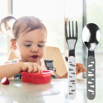 Дитяча ложка та вилка BabyOno 1065/01, нержавіюча сталь, білий/сірий (SB) 03k17p295v1 фото