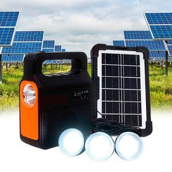 Сонячна станція для дому з радіо (3 світлодіодні лампи) Solar Power Light System LM-3609 11k12p029 фото