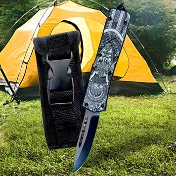 Кемпинговый выкидной нож с чехлом для хранения MicroTech №361 22 см 02k13p039 фото