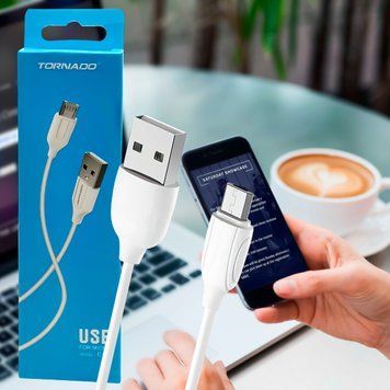Кабель для заряджання та передачі даних Tornado micro-USB 1,2м Білий (206) 11k06p330 фото