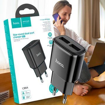 Сетевое зарядное устройство блок питания адаптер HOCO C88A Star 2USB Черный (206) 11k06p402v1 фото