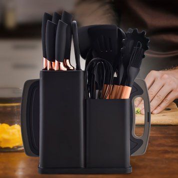 Набір кухонний силіконових аксесуарів на підставці Kitchenware Set 20 предметів Чорний (HA-301) 10k03p204v2 фото