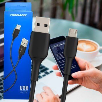Кабель для заряджання та передачі даних Tornado micro-USB 1,2м Чорний (206) 11k06p330v1 фото