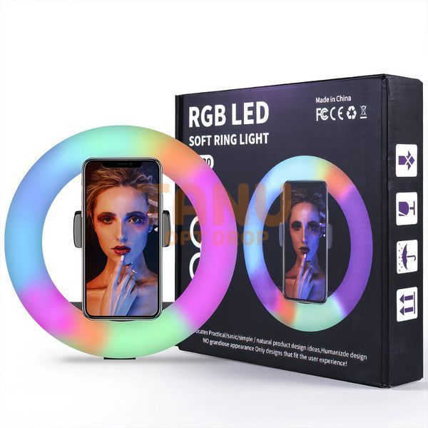 Світлодіодна кільцева RGB селфі-лампа 33 см для фото та відео зйомки&nbsp; 11k11p011v4 фото