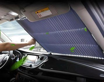 Шторка солнцезащитная в авто 120&times;45см Ткань+Фольга выдвижная 04k03p099 фото