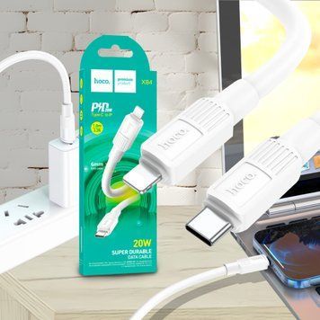 Портативный кабель Type-C to lightning 20W PD для зарядки и передачи данных HOCO X84 1м Белый (206) 11k06p382v1 фото