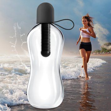 Спортивна пляшка для питної води з фільтром для води BOTTLE 550мл Чорна (205) 10k14p075v6 фото