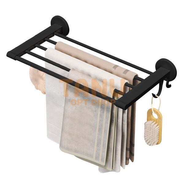 Самоклеюча настінна вішалка для рушників у ванну + прищіпки Towel rack YH6613 Чорний (2127) 01k04p225v2 фото