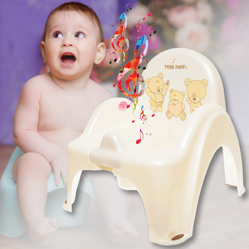 Пластиковий дитячий горщик-стульчик Tega Baby &laquo;Ведмедики&raquo; PO-043-118, з музикою, біла перлина (SB) 03k20p043 фото