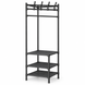 Двоповерхова металева кутова стійка-стелаж з поперечиною для вішалок Coat rack YH6606 Чорний (AMN) 01k04p215v1 фото 3