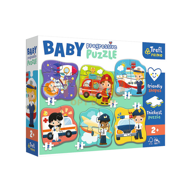 Детские развивающие пазлы Trefl &laquo;Baby Progressive&raquo; 6в1, Профессии и транспорт 44001 (SB) 03k19p353 фото