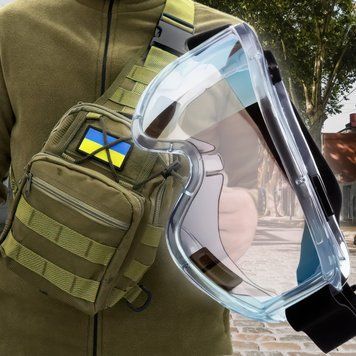 Чоловічий набір 2в1 багатофункціональна містка сумка-слінг через плече + захисні антивідблискові окуляри Хакі 08k01p035v2 фото