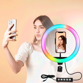 Світлодіодна кільцева RGB селфі-лампа 36 см для фото та відео зйомки&nbsp; 11k11p011v5 фото