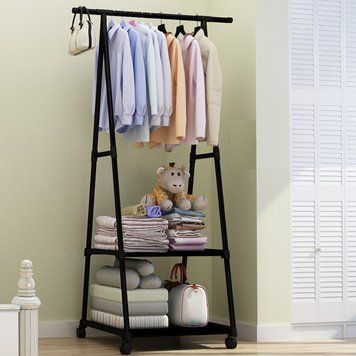 Универсальная прочная напольная передвижная вешалка для одежды Coat Rack Черный (YH6601) 01k04p042v2 фото