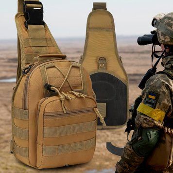 Нагрудна сумка через плече однолямковий рюкзак 6 л 28х18х13 см Molle Tactical Sling Bag Пісчана (205) 08k01p010v2 фото