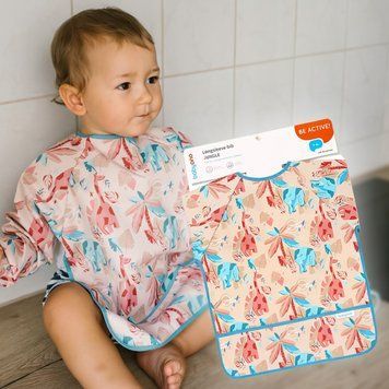 Детский нагрудник с длинными рукавами "Джунгли" BabyOno от 2 лет 85 см x 42 см (1477/02) (SB) 03k17p466v2 фото