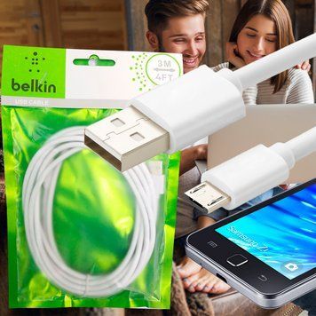 MicroUSB кабель для заряджання та передачі даних BELKIN Micro V8 3м (206) 11k06p124 фото