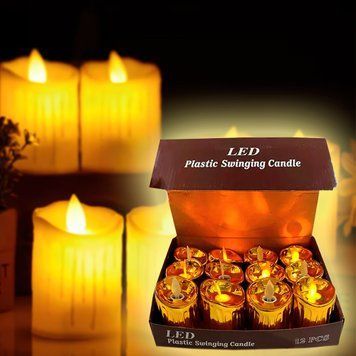Большой набор реалистичных декоративных свечей для декора 12 штук Plastic Swinging Candle (В) 12k02p005 фото