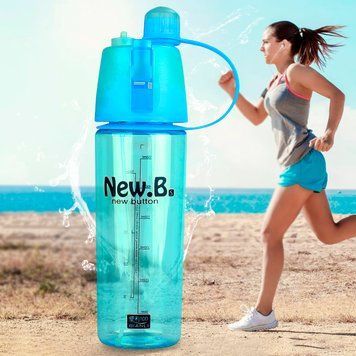 Спортивна пляшка для води з розпилювачем 400 мл New B EL-078-2 Блакитна 10k14p073v1 фото