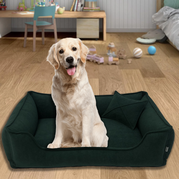 Велюрова лежанка для котів та собак Mamo Pets Premium, знімний чохол, ручка, XXL 120*80 (100*65), зелена 05k01p001v5 фото