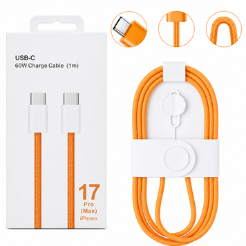 Зарядний кабель Type-C 60W, 1м для швидкого заряджання  для iPhone та MacBook, + ключ для SIM-карти Orange 26X-196(509/5084) 11k06p499v1 фото