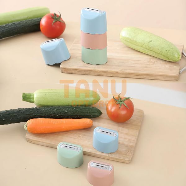 Ручной нож-овощечистка для овощей и фруктов с контейнером 7x6x5см Double-Sided Peeler With Storage Box Зеленый 10k13p046v1 фото