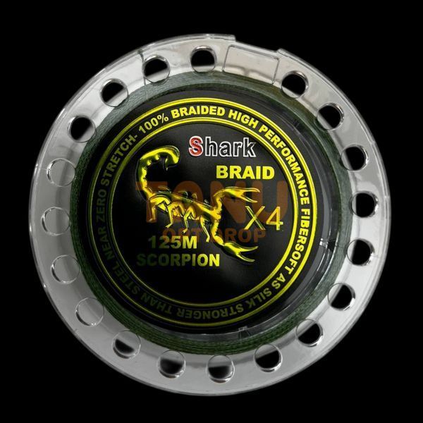 Леска четырехжильная Shark Braid Scorpion 125 м/0,2 мм/16,7 кг/Зеленый 02k04p283v6 фото
