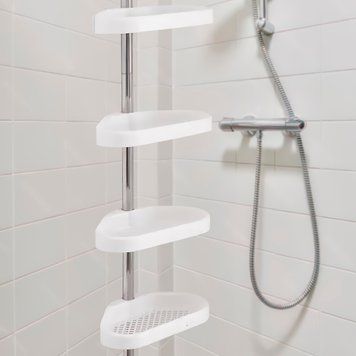 Угловая телескопическая полка-этажерка для ванной 4 яруса Multi Corner Shelf Белая (205) 01k01p182 фото