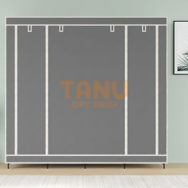 Складной мобильный универсальный каркасный шкаф для одежды Storage Wardrobe 28170 на 4 секции Серый (N-1) 01k04p166v4 фото