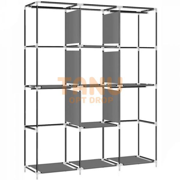 Складной мобильный универсальный каркасный шкаф для одежды Storage Wardrobe 28170 на 4 секции Серый (N-1) 01k04p166v4 фото