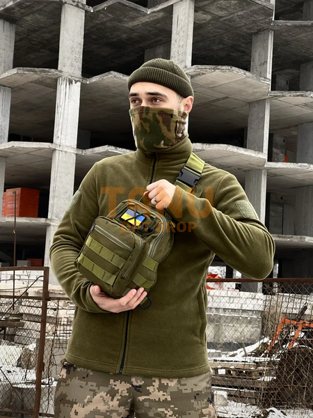 Чоловічий комплект 3в1 могофункціональна містка сумка-слінг через плече + сумка на стегно + захисні антивідблискові окуляри Хакі 08k01p039v2 фото