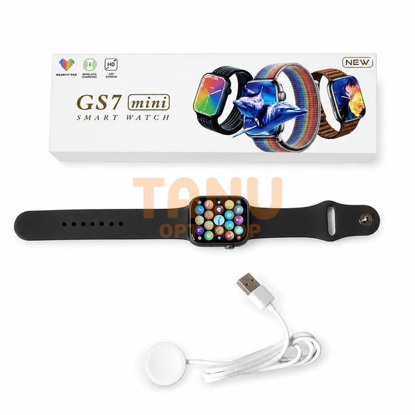 Смарт-годинник GS7 Mini Smart Watch, Bluetooth-дзвінки, магнітна зарядка, моніторинг здоров'я та спортивні режими Black(X26) 11k08p069v2 фото