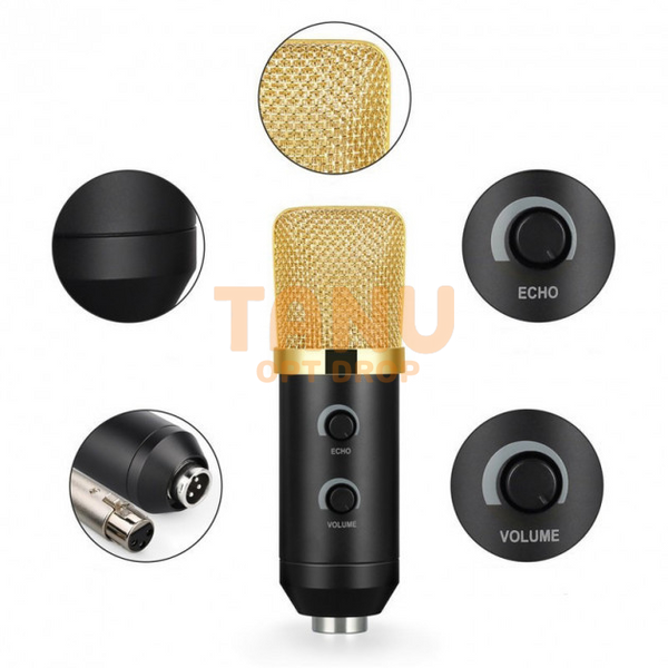 Студийный микрофон с кронштейном и ветрозащитой Music DJ. M 800U Черно-золотой (ЖЯ) 11k11p057v1 фото