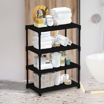 Пластиковый компактный органайзер для разных вещей на 4 полки ISR Storage rack Черный (2149) 01k04p233v1 фото
