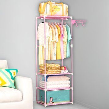Алюминиевая открытая вешалка-стойка 6602 для одежды на 3 полки New boxy coat rack розовый 01k04p011v1 фото