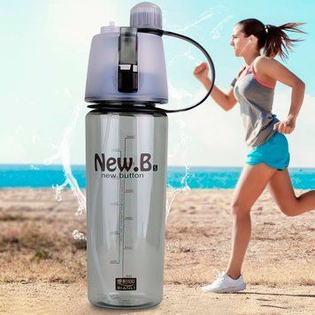 Спортивна пляшка для води з розпилювачем 400 мл New B EL-078-2 Чорна 10k14p044v4 фото