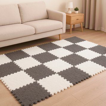 Мягкий плюшевый игровой коврик-пазл 30&times;30 см 20 шт Серый с белым (509/4642) 01k03p171v1 фото