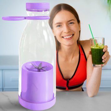 Портативний переносний блендер-пляшка пляшка для соку та смузі Mini Juicer 420 мл Фіолетовий (В) 10k14p070v3 фото