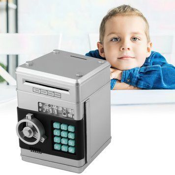 Игрушечный детский сейф с электронным замком, Number Bank копилка для детей, банкомат Серо-черный 03k05p084v5 фото