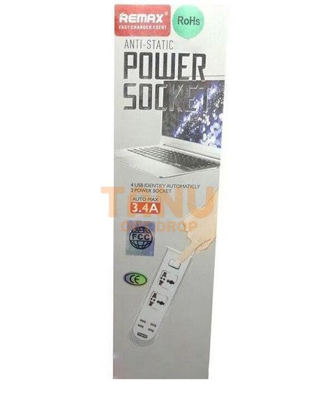 Удлинитель Remax BKL-08 2 Socket/4 USB/Кабель 200см Белый 11k06p045 фото