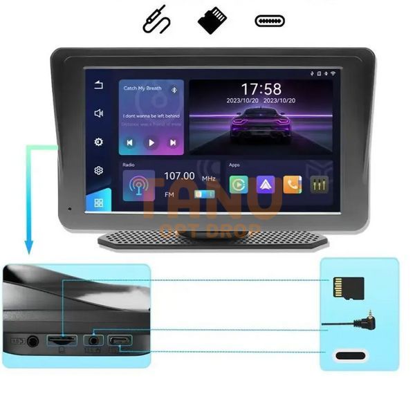 Мультімедіа монітор Сar Play Android Auto 7" сенсорний екран IPS, автомобільна стереосистема Bluetooth (224) 04k05p034v2 фото