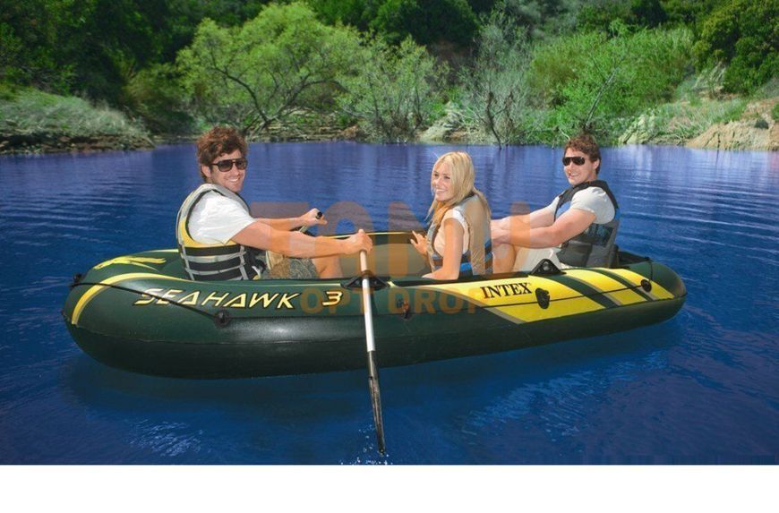 Трехместная надувная лодка Intex Seahawk 3 68349 Зеленая (10-103-68349) 02k04p024 фото