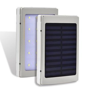 УМБ Power bank ViaKing 5000 mAh сонячна панель та LED-ліхтар Срібний (H-1) 11k12p004v1 фото