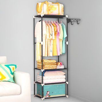 Алюминиевая открытая вешалка-стойка 6602 для одежды на 3 полки New boxy coat rack Черный 01k04p011v3 фото