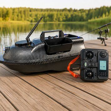 Кораблик на радиоуправлении для завоза прикормки и снастей 12000 mAh 12V V18 GPS Черный карбон/КР 02k04p610 фото