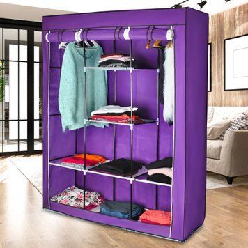 Складна каркасна тканинна текстильна шафа на 3 секції Storage Wardrobe 88130 Фіолетовий (N-14) 01k04p121v7 фото