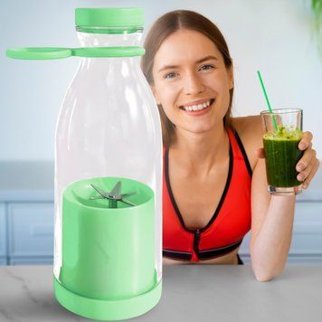Портативний переносний блендер-пляшка пляшка для соку та смузі Mini Juicer 420 мл Бірюзовий (В) 10k14p070v4 фото